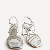 Leyla Silver Diamante Heeled Sandals
