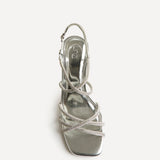 Leyla Silver Diamante Heeled Sandals