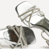 Leyla Silver Diamante Heeled Sandals