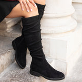 Liana Black Long Ruched Boots