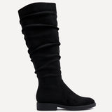 Liana Black Long Ruched Boots