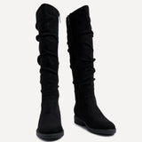 Liana Black Long Ruched Boots
