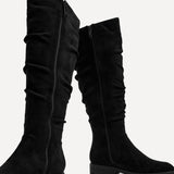 Liana Black Long Ruched Boots