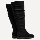 Liana Black Long Ruched Boots