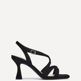 Liberty Black Faux Suede Caged Heels