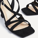 Liberty Black Faux Suede Caged Heels