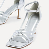 Lilah Silver T-Bar Heels