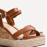 Lilia Tan Crossover Cork Wedges