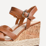 Lilia Tan Crossover Cork Wedges
