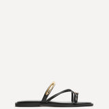 Lillie Black Toe Ring Flat Sandals