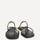 Lillie Black Toe Ring Flat Sandals