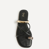 Lillie Black Toe Ring Flat Sandals