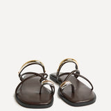 Lillie Brown Toe Ring Flat Sandals