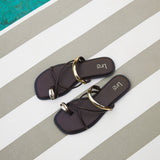 Lillie Brown Toe Ring Flat Sandals