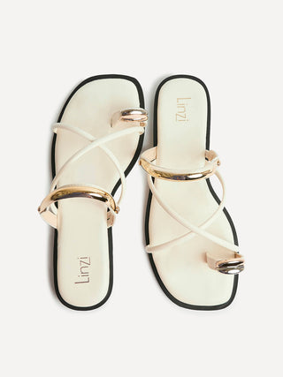 Lillie Nude Toe Ring Flat Sandals