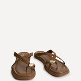 Linea Tan Faux Suede Flat Sandals