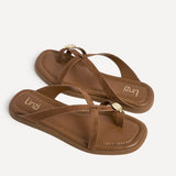 Linea Tan Faux Suede Flat Sandals