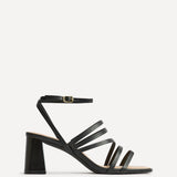 Liora Black Faux Leather Heeled Sandals