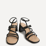 Liora Black Faux Leather Heeled Sandals