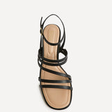 Liora Black Faux Leather Heeled Sandals