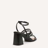 Liora Black Faux Leather Heeled Sandals