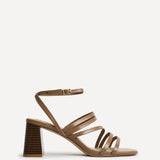 Liora Taupe Faux Leather Heeled Sandals