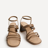 Liora Taupe Faux Leather Heeled Sandals