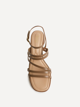 Liora Taupe Faux Leather Heeled Sandals