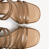 Liora Taupe Faux Leather Heeled Sandals