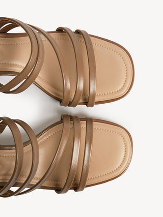 Liora Taupe Faux Leather Heeled Sandals