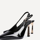 Lizzie Black Stiletto Court Heels