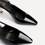 Lizzie Black Stiletto Court Heels