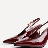 Lizzie Burgundy Stiletto Court Heels