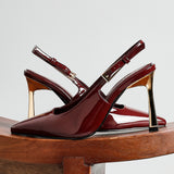 Lizzie Burgundy Stiletto Court Heels