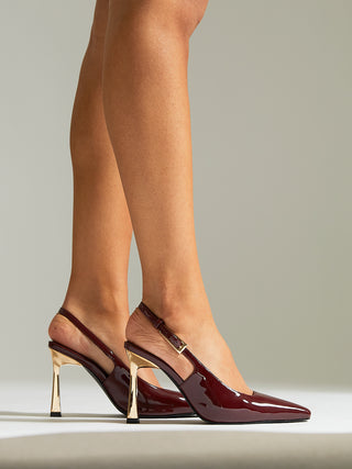 Lizzie Burgundy Stiletto Court Heels