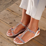 Lois White T-Bar Flat Sandals