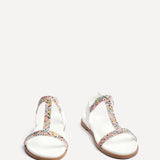 Lois White T-Bar Flat Sandals