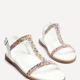 Lois White T-Bar Flat Sandals