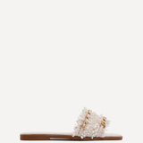 Lola Nude & Mint Faux Leather Frayed Detail Sandals