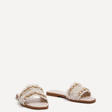 Lola Nude & Mint Faux Leather Frayed Detail Sandals