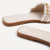 Lola Nude & Mint Faux Leather Frayed Detail Sandals