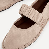 Lorella Beige Faux Suede Mary Jane Pumps