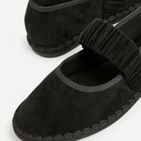 Lorella Black Faux Suede Mary Jane Pumps