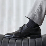 Lorenzo Mens Black Faux Leather Shoes