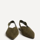 Lorna Khaki Faux Suede Ballet Flats