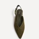 Lorna Khaki Faux Suede Ballet Flats