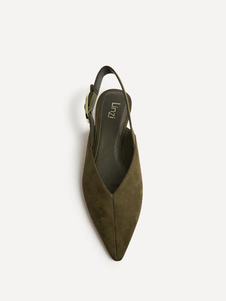 Lorna Khaki Faux Suede Ballet Flats