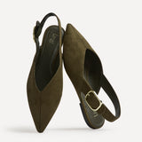 Lorna Khaki Faux Suede Ballet Flats