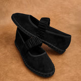 Lorella Black Faux Suede Mary Jane Pumps
