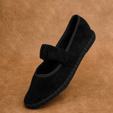 Lorella Black Faux Suede Mary Jane Pumps
